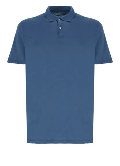 Hartford Blue Cotton Two Botton Polo Shirt