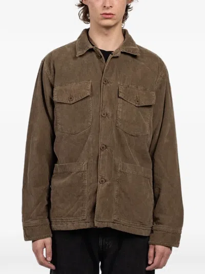 Hartford Buttoned Corduroy Jacket In Green