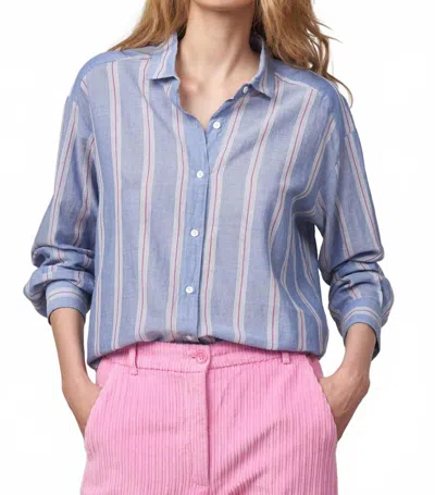 Hartford Charlot Stripe Woven Shirt In Sky Blue