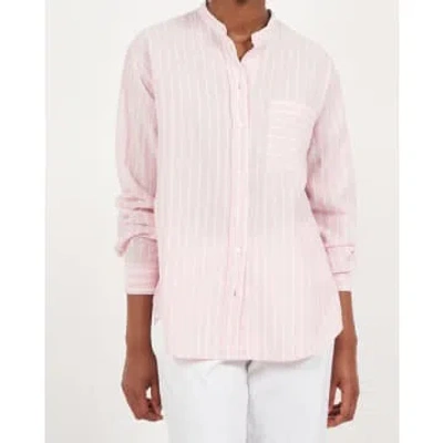 Hartford Connor Pink Linen Stripe Shirt