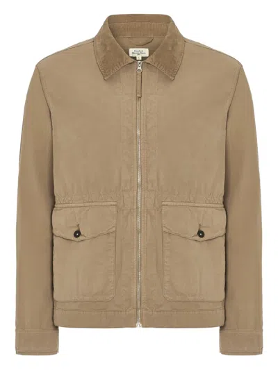 Hartford Corduroy-collar Zip-front Shirt Jacket In Brown