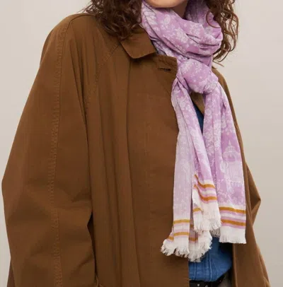 Hartford Cotton Voile Elephants Scarf In Lilac In Blue