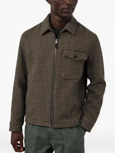 Hartford Dandy Houndstooth-pattern Jacket In Brown