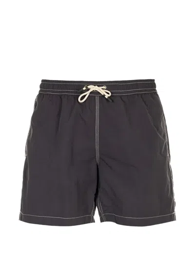 Hartford Drawstring-fastening Stitching-detail Swim Shorts In Grey