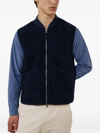 Hartford Fleece Zip-up Gilet In Blue