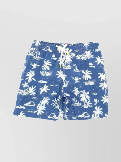 Hartford Floral Print Knee Length Beach Shorts In Neutral