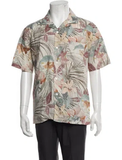 Pre-owned Hartford Floral Print Short Sleeve Shirt In Neutrals