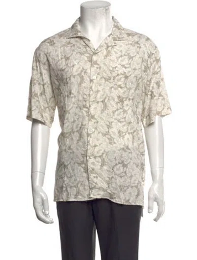 Pre-owned Hartford Floral Print Short Sleeve Shirt W/ Tags In Neutrals