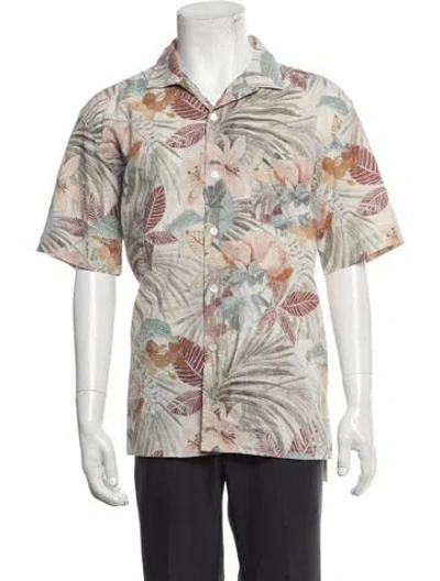 Pre-owned Hartford Floral Print Short Sleeve Shirt W/ Tags In Neutrals