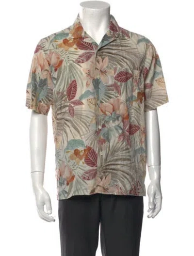 Pre-owned Hartford Floral Print Short Sleeve Shirt W/ Tags W/tags In Neutrals