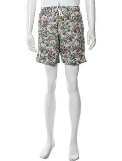 Pre-owned Hartford Floral Print Swim Trunks W/ Tags In White