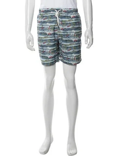 Pre-owned Hartford Graphic Print Swim Trunks W/ Tags In Blue