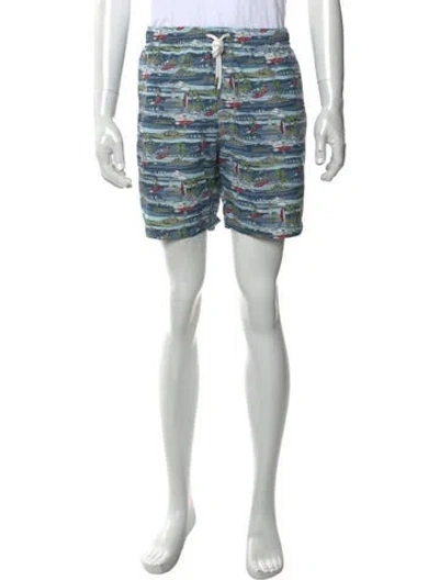 Pre-owned Hartford Graphic Print Swim Trunks W/ Tags In Blue