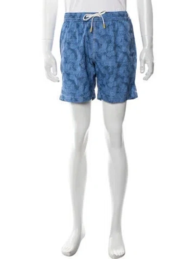 Pre-owned Hartford Graphic Print Swim Trunks W/ Tags In Blue