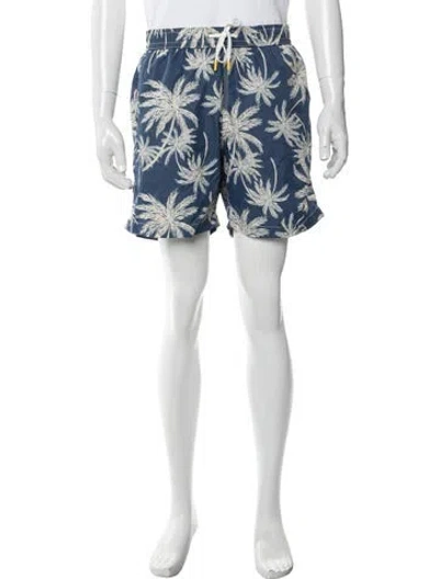 Pre-owned Hartford Graphic Print Swim Trunks W/ Tags In Blue/white