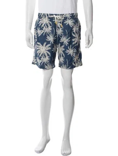 Pre-owned Hartford Graphic Print Swim Trunks W/ Tags In Blue/white