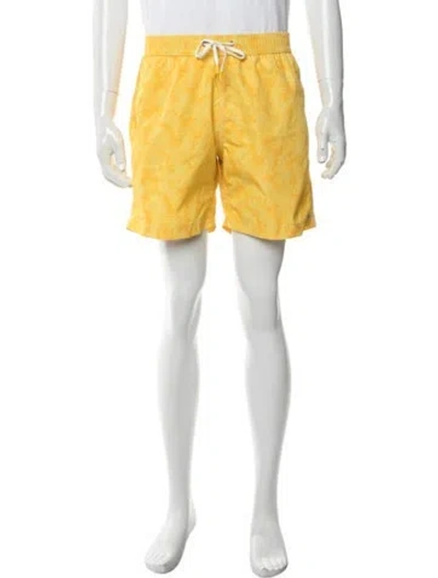Pre-owned Hartford Graphic Print Swim Trunks W/ Tags In Yellow
