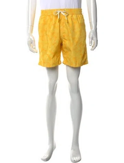 Pre-owned Hartford Graphic Print Swim Trunks W/ Tags In Yellow