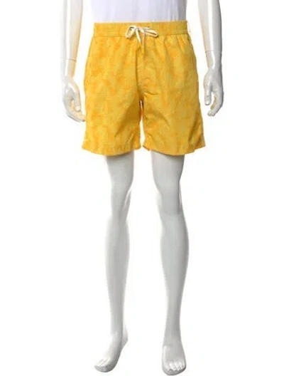 Pre-owned Hartford Graphic Print Swim Trunks W/ Tags In Yellow