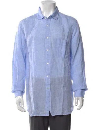 Pre-owned Hartford Linen Long Sleeve Shirt W/ Tags In Blue