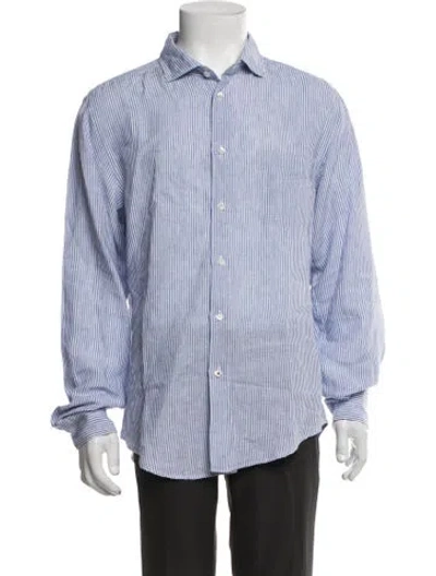 Pre-owned Hartford Linen Striped Shirt In Blue