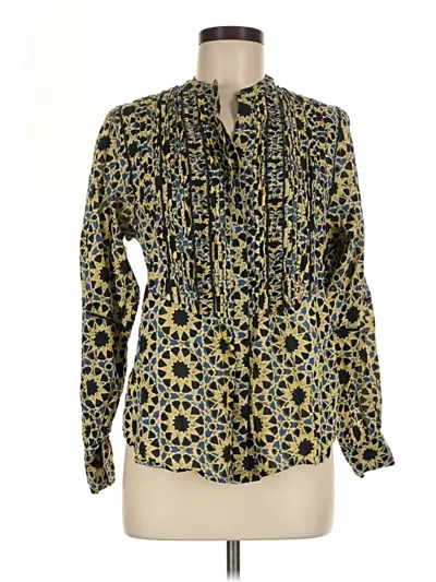 Pre-owned Hartford Long Sleeve Blouse In Gold