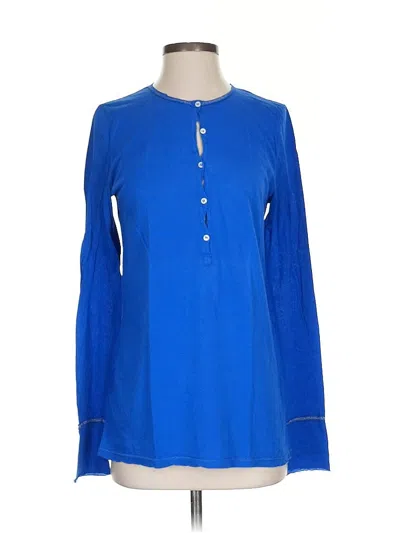 Pre-owned Hartford Long Sleeve Henley Shirt In Blue