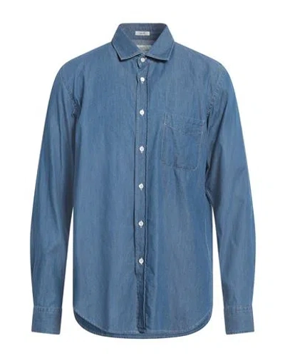 Hartford Man Denim Shirt Blue Size Xxl Cotton