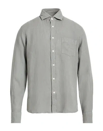 Hartford Man Shirt Sage Green Size S Linen In Gray