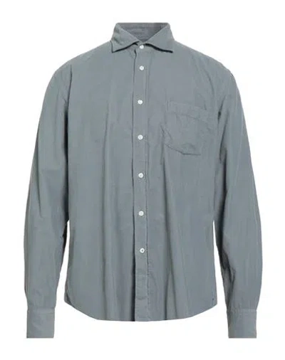 Hartford Man Shirt Slate Blue Size L Cotton