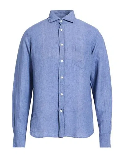 Hartford Man Shirt Slate Blue Size M Linen