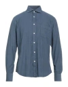 Hartford Man Shirt Slate Blue Size S Cotton