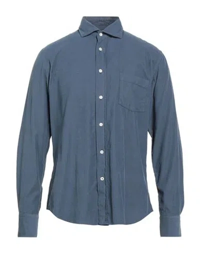 Hartford Man Shirt Slate Blue Size S Cotton