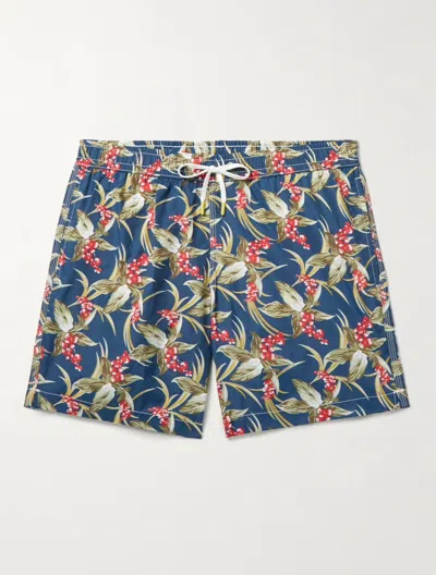 Hartford Men's Floral Swim Short In Blue & Red In Multi