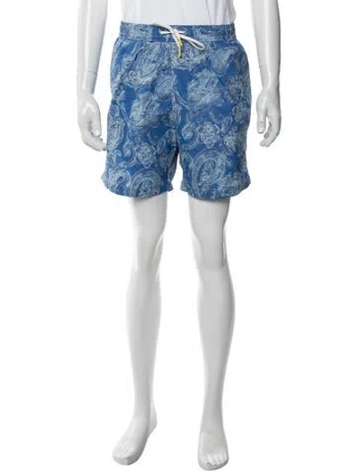Pre-owned Hartford Paisley Print Swim Trunks W/ Tags In Blue