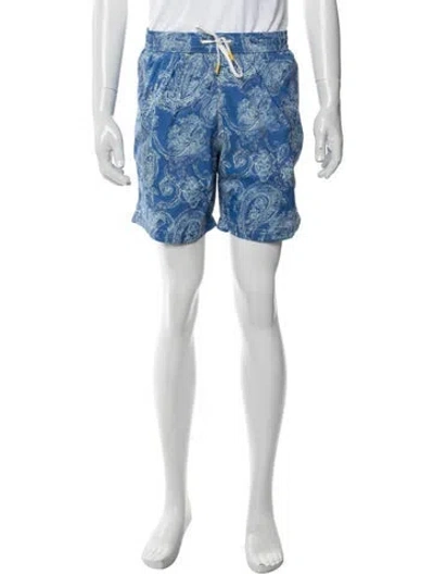 Pre-owned Hartford Paisley Print Swim Trunks W/ Tags In Blue
