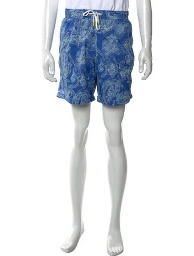 Pre-owned Hartford Paisley Print Swim Trunks W/ Tags In Blue