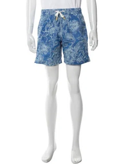 Pre-owned Hartford Paisley Print Swim Trunks W/ Tags In Blue