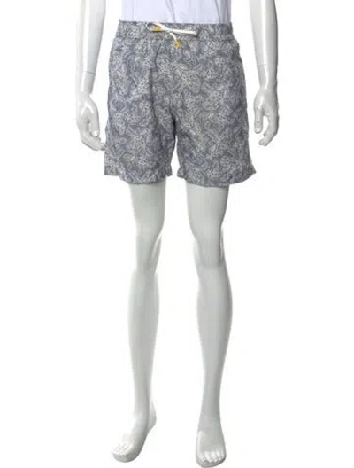 Pre-owned Hartford Paisley Print Swim Trunks W/ Tags In Grey