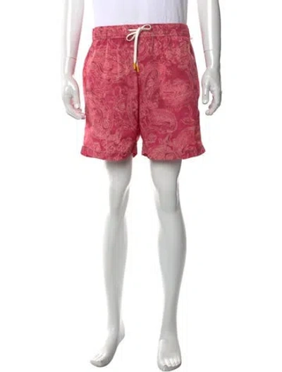 Pre-owned Hartford Paisley Print Swim Trunks W/ Tags In Pink