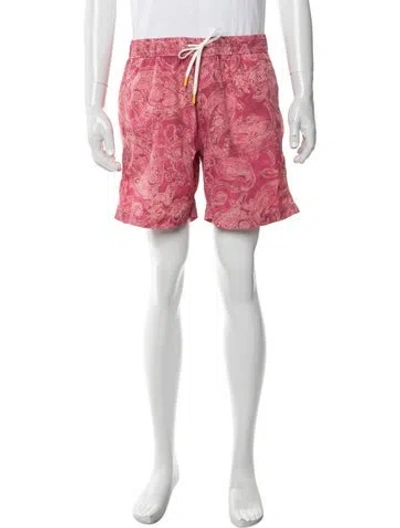 Pre-owned Hartford Paisley Print Swim Trunks W/ Tags In Red