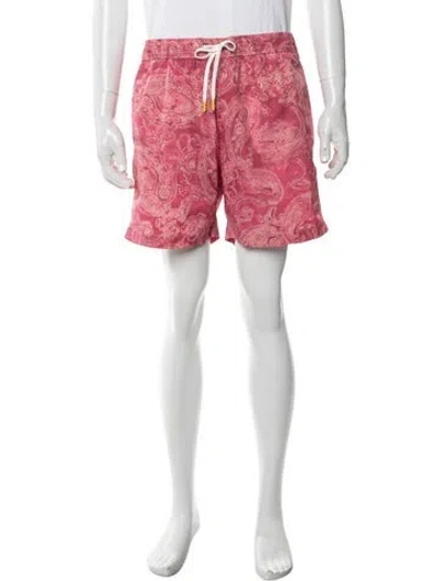 Pre-owned Hartford Paisley Print Swim Trunks W/ Tags In Red