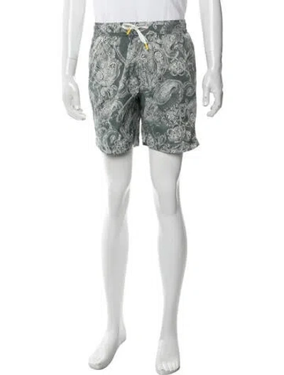 Pre-owned Hartford Paisley Print Swim Trunks W/ Tags In White