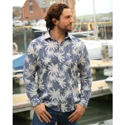 Hartford Palm Navy Shirt In Blue