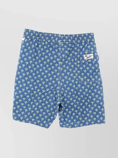 Hartford Palm Swim Shorts Pocket In Blue
