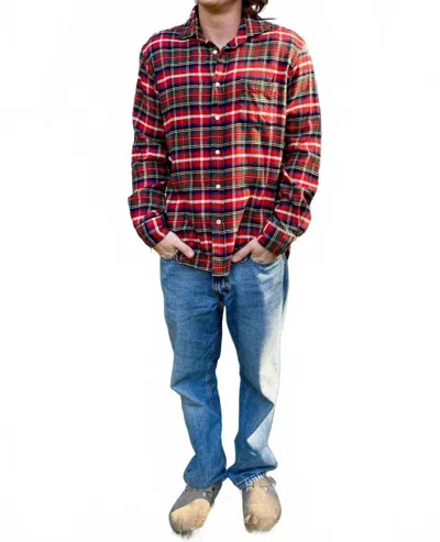 Hartford Paul Flannel Shirt In Red Plaid In Multi