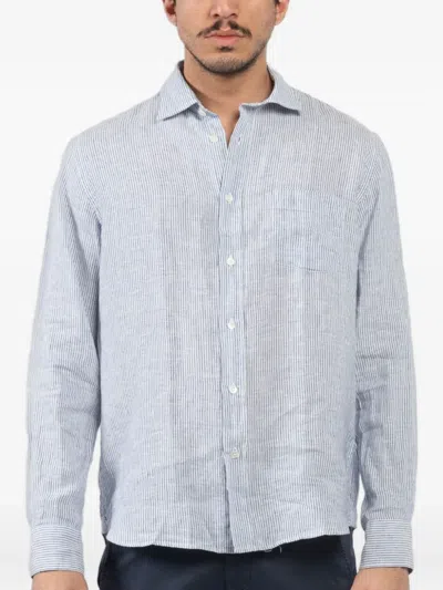 Hartford Paul Pinstriped Button-down Shirt In Blue