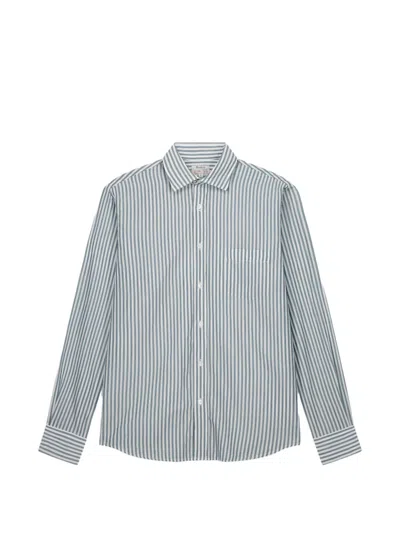Hartford Paul Striped Chest-pocket Shirt In Blue