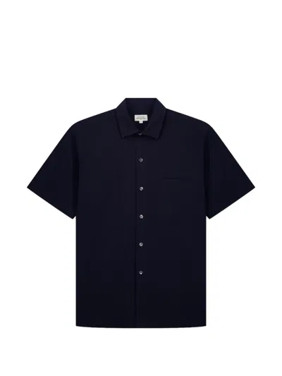 Hartford Pedro Short-sleeve Seersucker Shirt In Blue