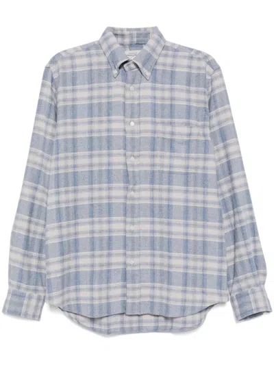 Hartford Pitt Button-down Cotton-flannel Shirt In Blue